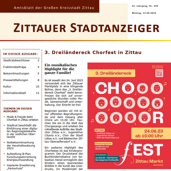 Zittauer Stadtanzeiger (358) jetzt online